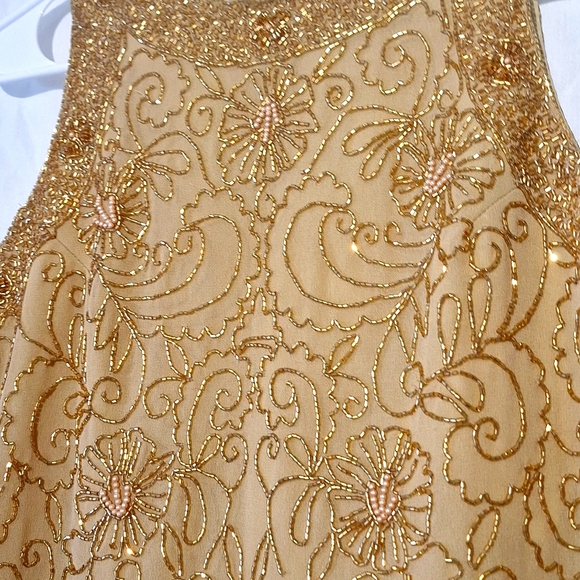 Vintage Gold-Beaded Formal Floral Crop Blouse, sz 4, NWT - Picture 3 of 11